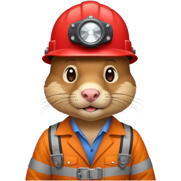 a mole rat, red helmet, headlamp, worker cloth emoji