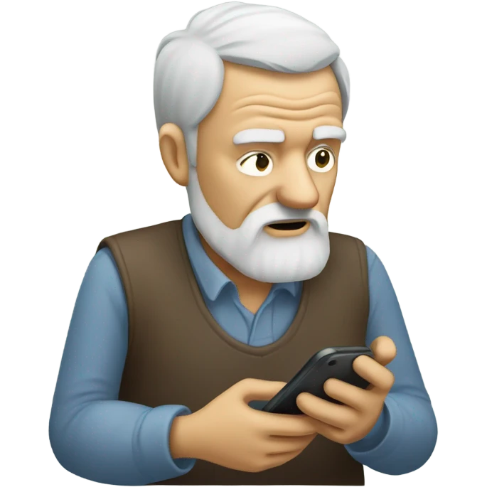 Old man with a beard ignoring his phone emoji