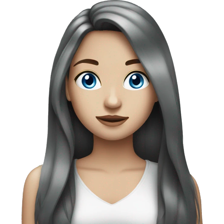 Brunette girl pretty blue eyes long hair emoji