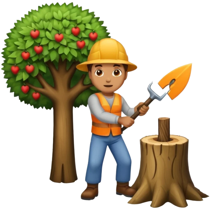 Homme coupant un arbre emoji