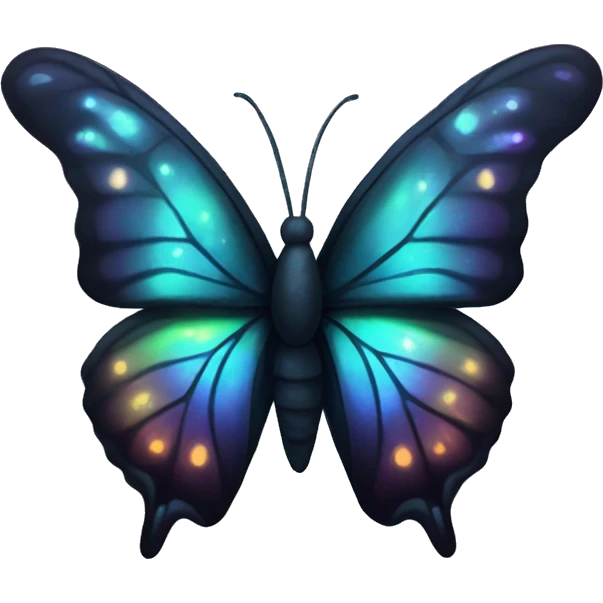 Dark iridescent butterfly glowing emoji