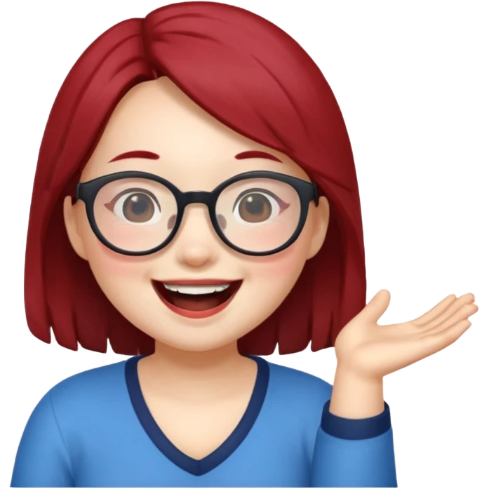 Laughing Mei mei wearing glasses from turning red emoji