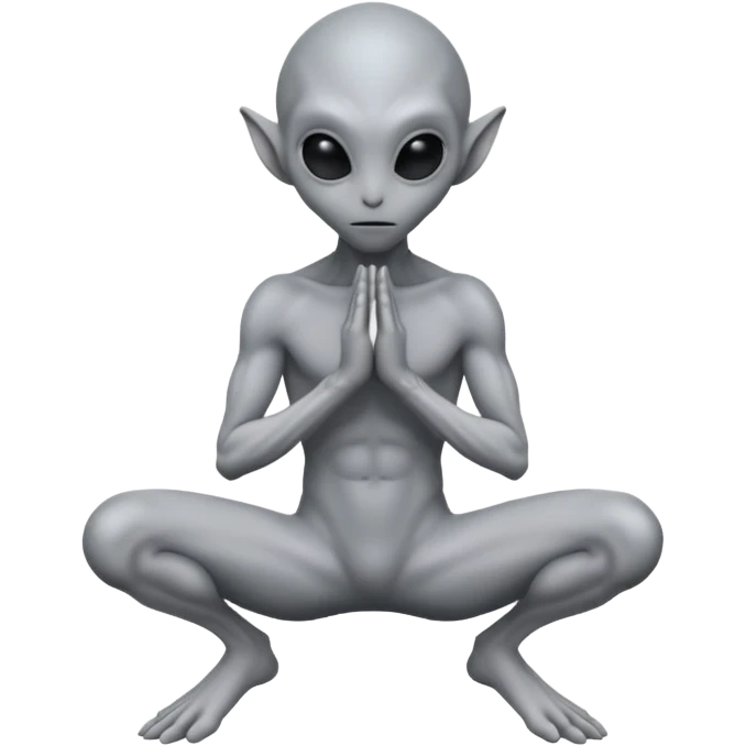 fullbody gray alien on his knees BACKVIEW emoji
