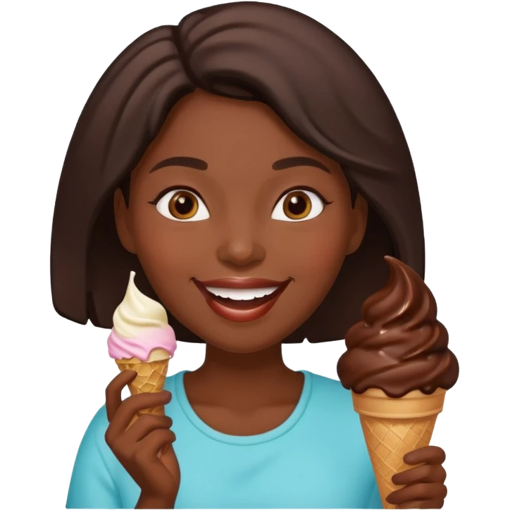 black woman eats ice cream  emoji