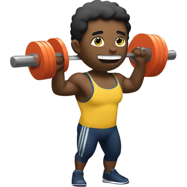 olympic weightlifter lifting shopping bags, and straining emoji