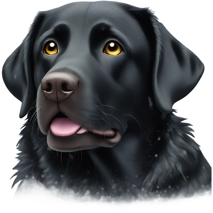 Black Labrador in the snow shower emoji