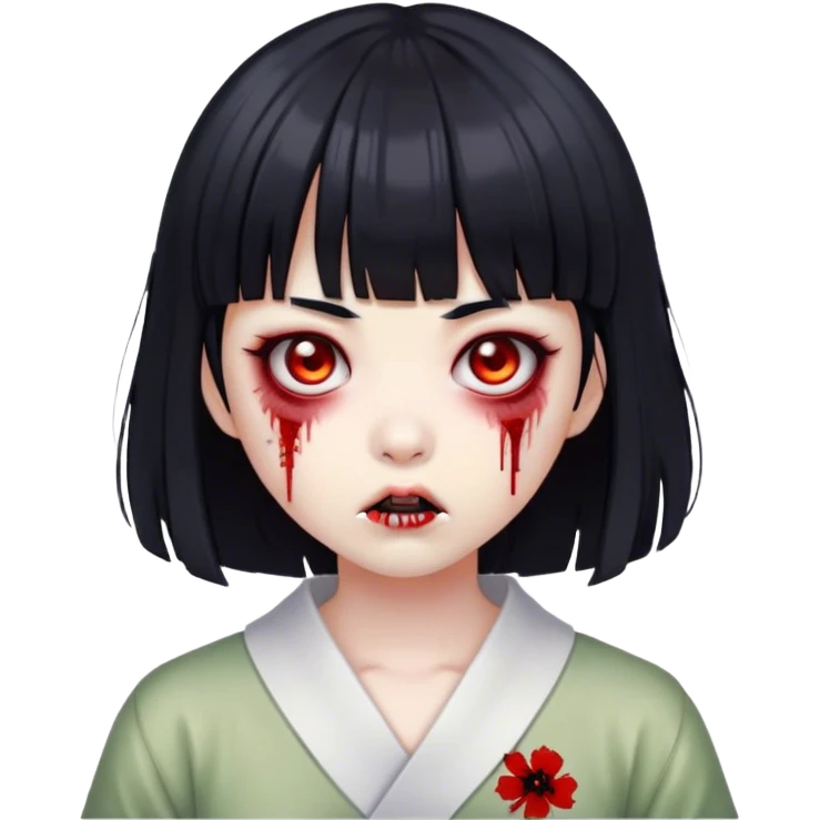 Zombie japanese girl with black hair and bangs emoji
