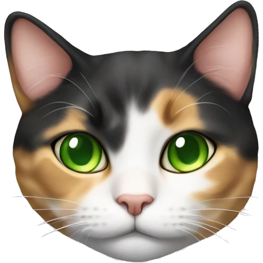 Realistic sleeping cat calico with green eyes emoji