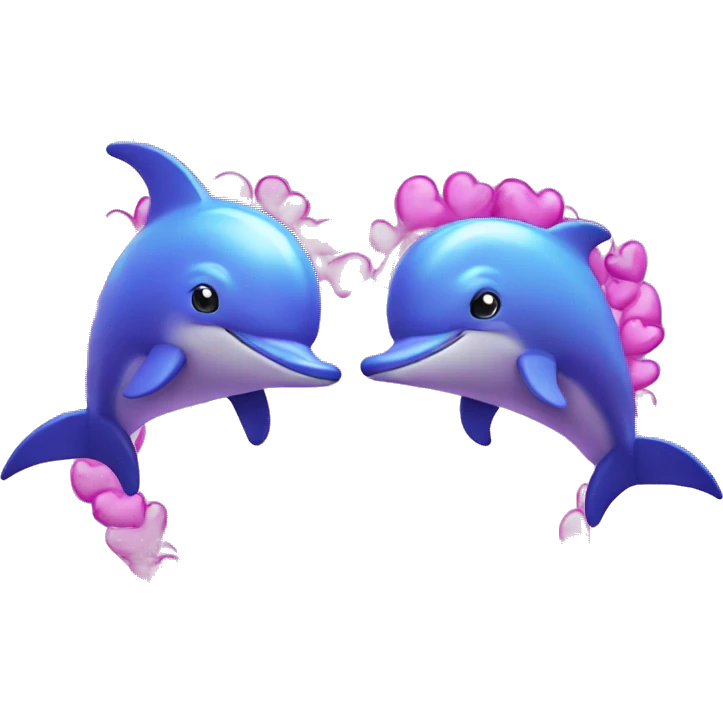 Two purple dolphins jumping into a heart emoji