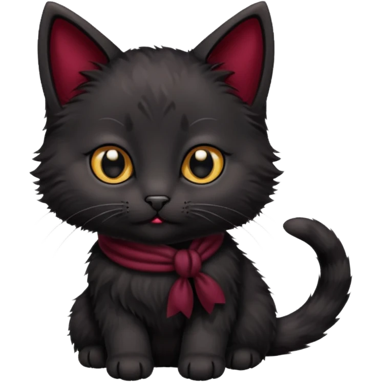 black kitten with a burgundy knot emoji