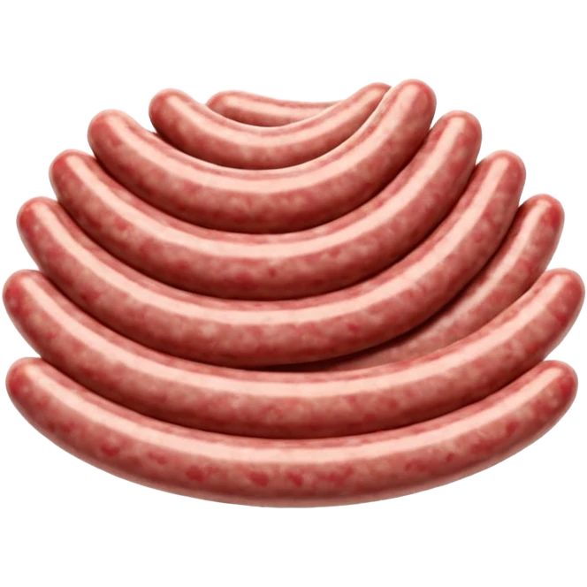 portion of raw sausage filling, coarse grind, pink-red meat, visible white fat, moist uneven texture, natural color variation, unprocessed look, clean 3D rendering, soft light, subtle shadow, no background elements, no anthropomorphic features, transparent background, emoji scale emoji