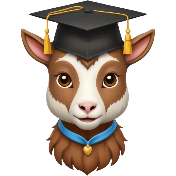Goat wearing graduation cap emoji