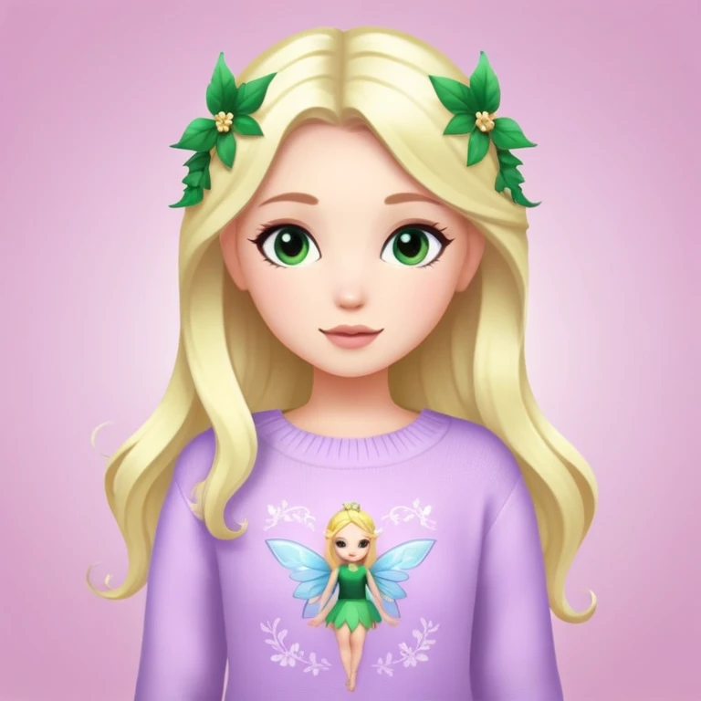 A fairy girl with a sweater or he wrote there Royale High  emoji