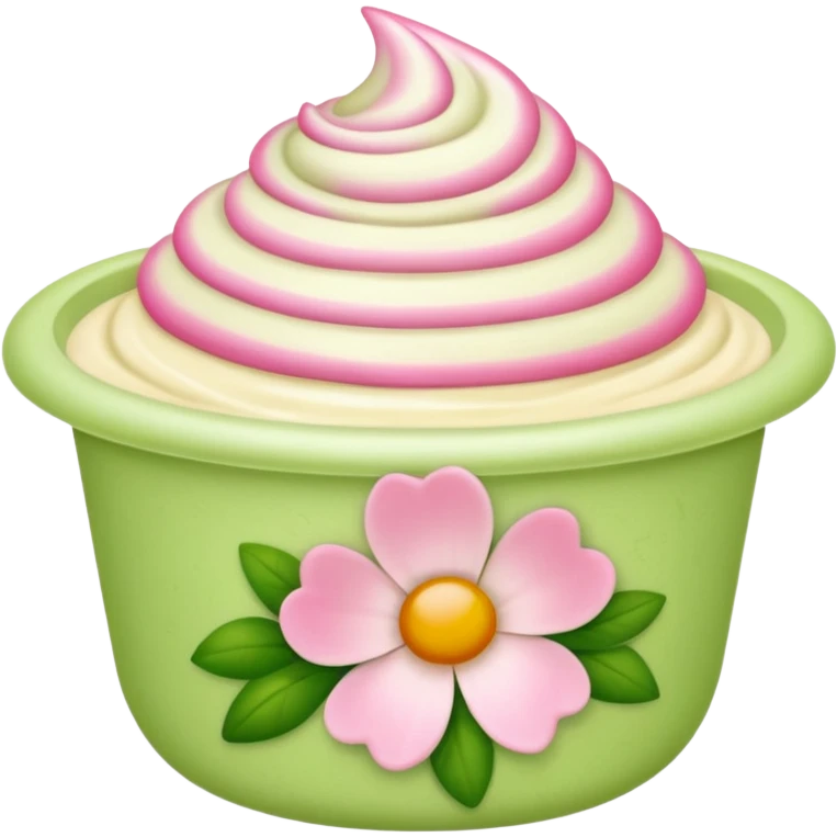 light green and pink floral cream emoji
