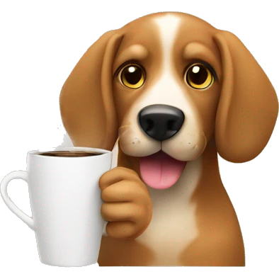 Dog drinking coffee emoji