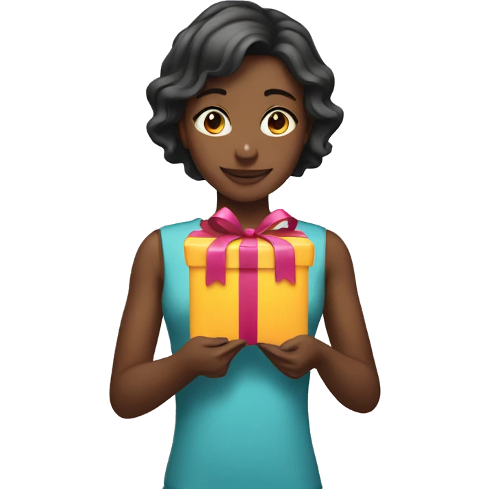 girl holding birthday present emoji