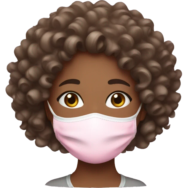 Girl with a pink mask and curly hair  emoji