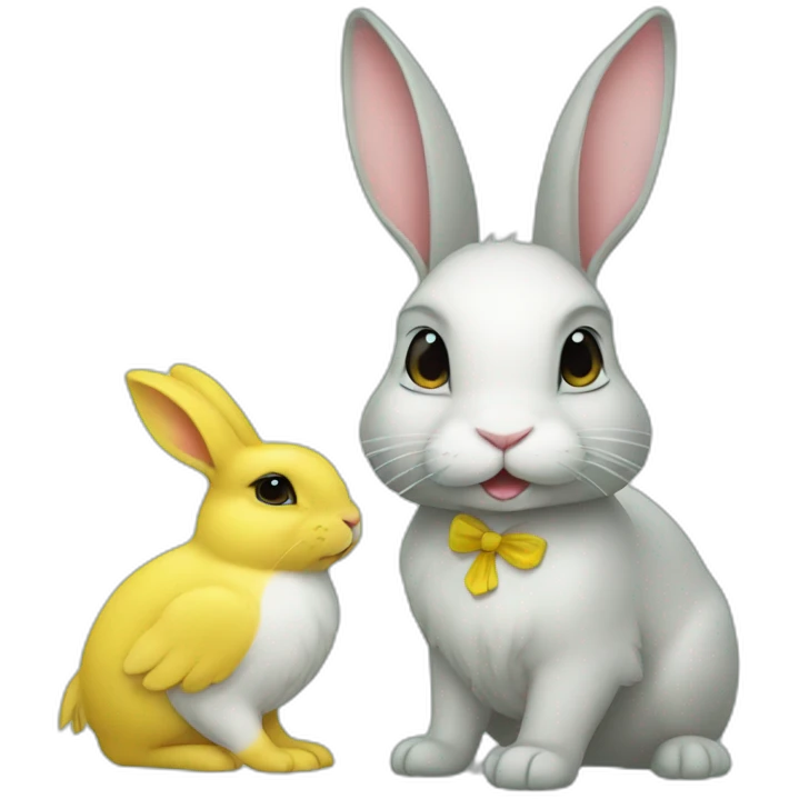 one rabbit and two canaris emoji