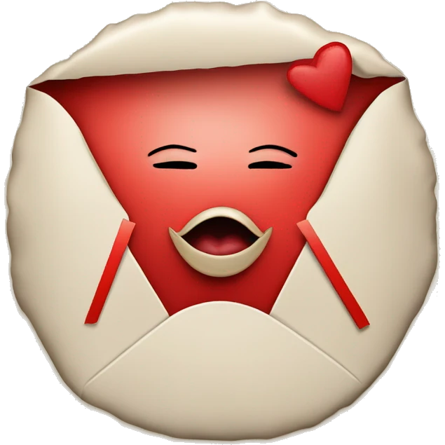 envelope with red outlining and a kiss mark on the seal  emoji