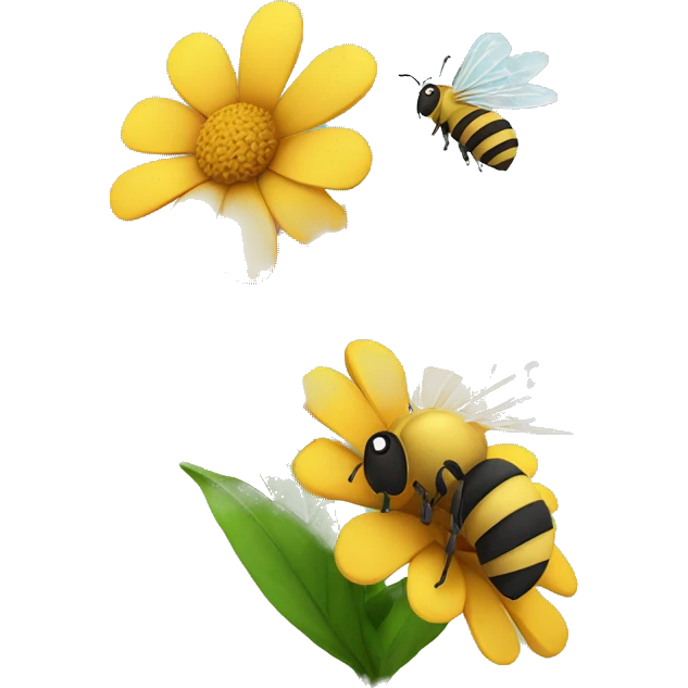 Flower with bee flying emoji