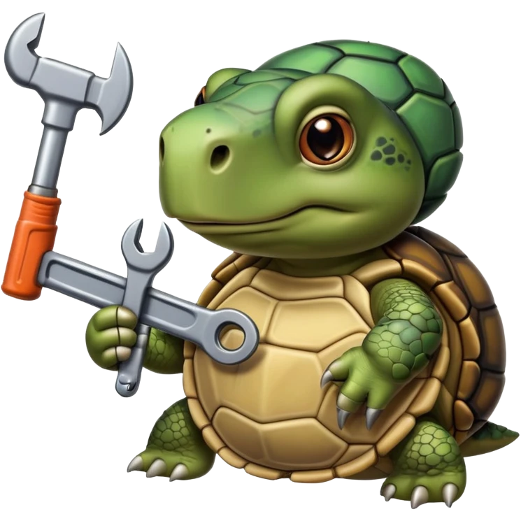 Old turtle with pipe wrench emoji