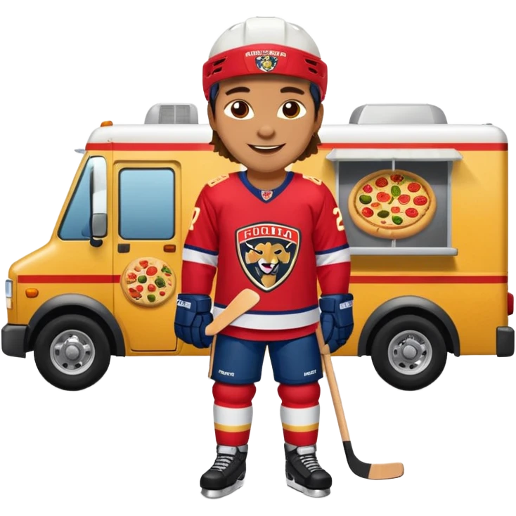 The galaxy with a with a Florida Panthers player
With a taco truck and a pizza truck
 emoji