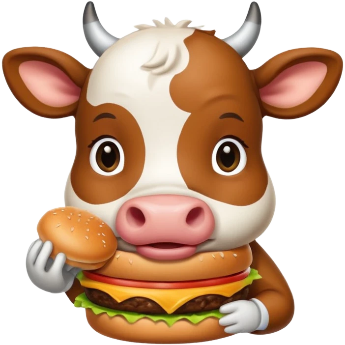 Baby cow eating a burger emoji