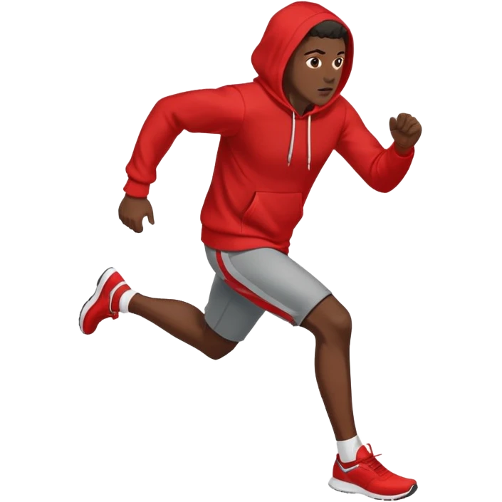 Black Man Wearing Red Hoodie. and running. right side emoji