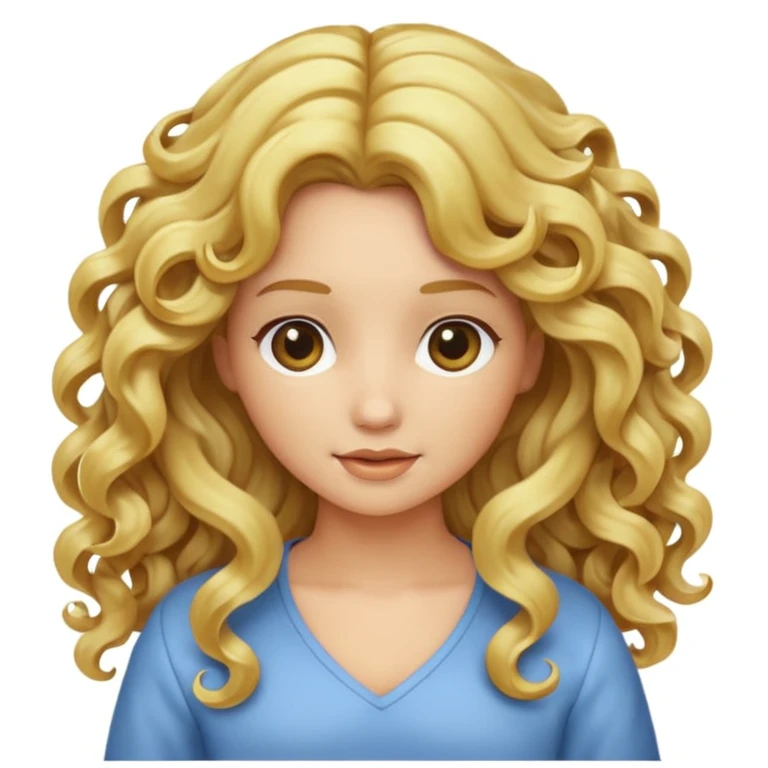 flowing curly blonde hair, isolated emoji