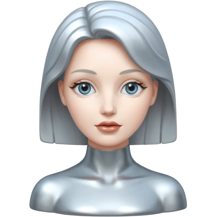an elegant metallic chrome woman statue  emoji