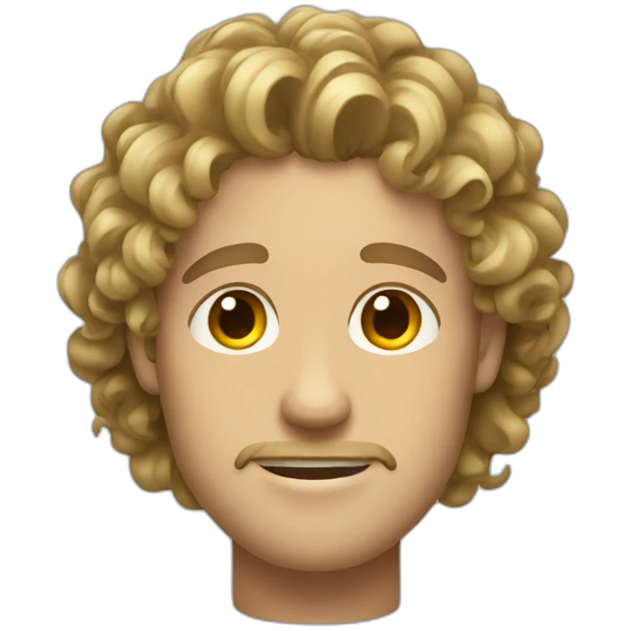 Man with curly brown hair and blond ends emoji