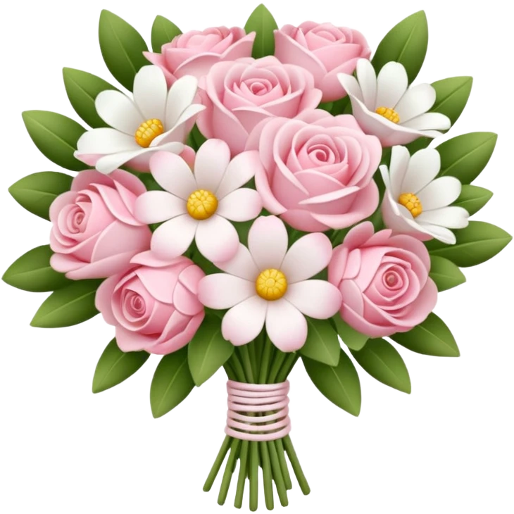 Pastel pink  and white ￼￼ bouquet of flowers ￼ emoji