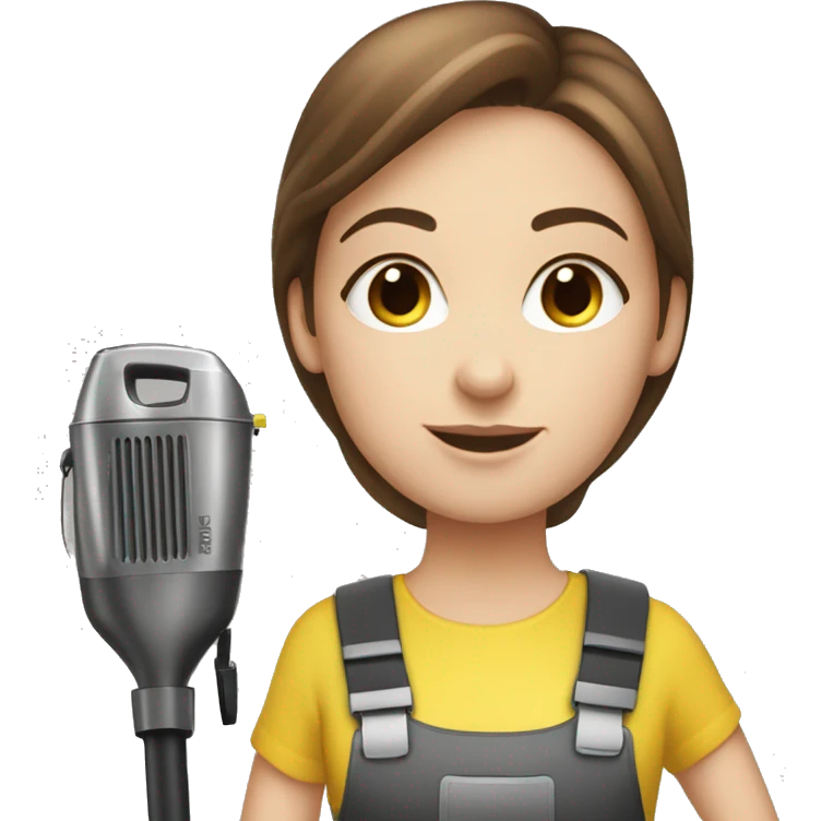  white girl with brown hair with a karcher vacuum cleaner in her hands emoji
