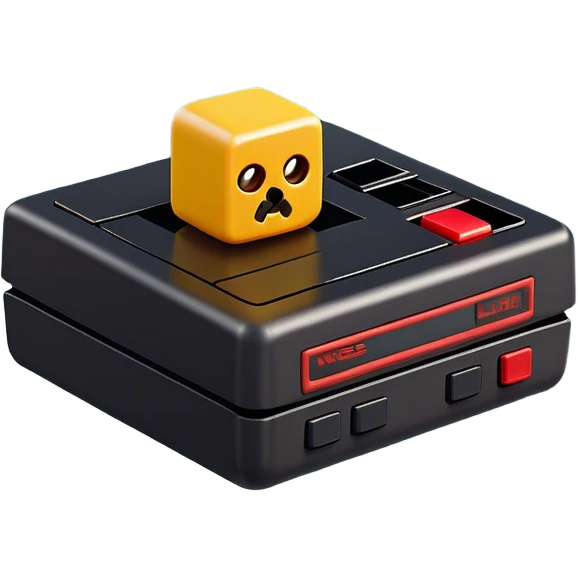 Clash of Clans aesthetic: Cinematic Playful NES Console Portrait Emoji, rendered in a 3D vector-style similar to standard emojis with minimal shading and bold, simplified shapes. A compact, distinct form with signature details, softly glowing with a nostalgic gaming charm. Simplified yet unmistakably iconic, highly detailed and consistent, glowing with a soft radiance and high shine. Stylized with a touch of retro gaming magic and a soft glowing outline, capturing the essence of a beloved gaming relic with a friendly, playful manner! emoji