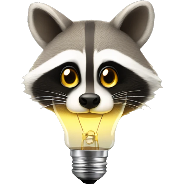 Light bulbs are flying around the raccoon's head emoji