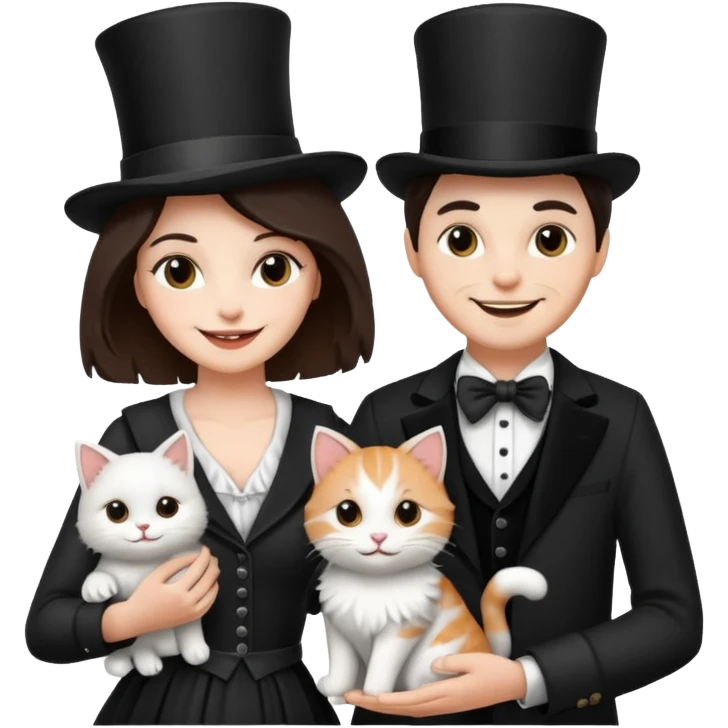 magician couple and their pet cat emoji
