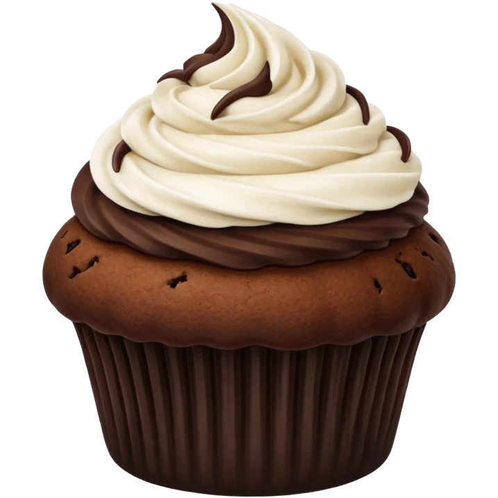 dark brown cupcake on white cream with no any deco emoji