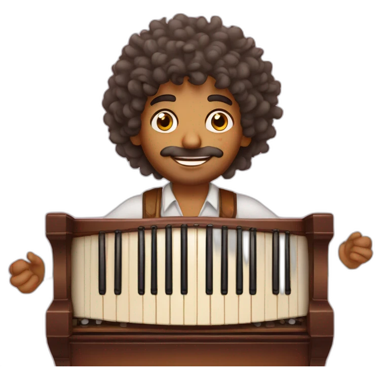 curly haired indian man playing harmonium emoji