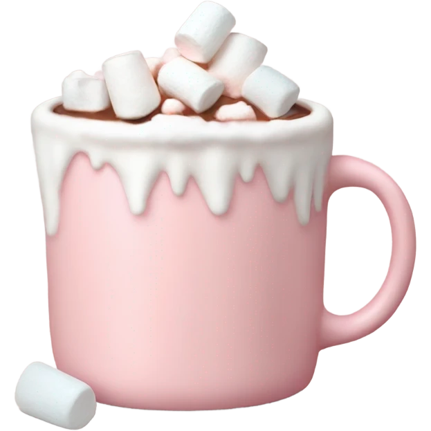 Light Pink mug of hot chocolate with marshmallows  emoji