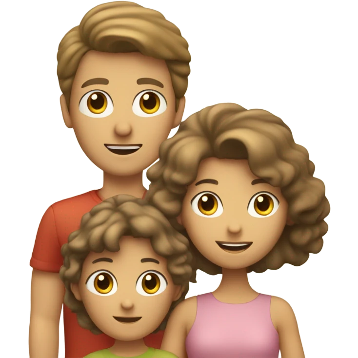 Familia de 4 personas, dos niños de pelo marrón, una mujer de pelo rubio y un hombre canoso  emoji