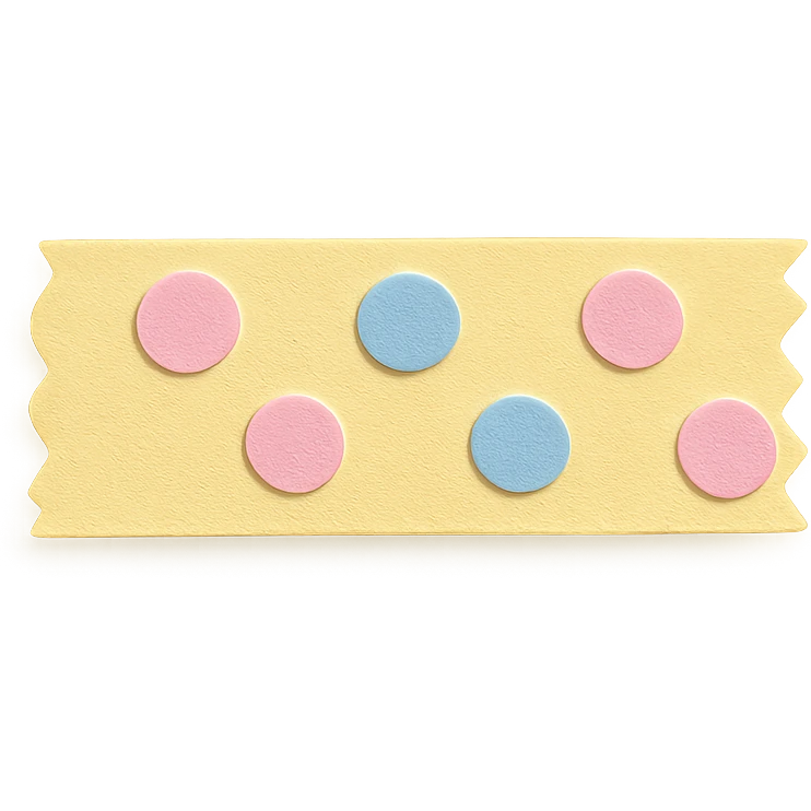 soft pastel decorative paper washi tape strip with polka dots, yellow background emoji