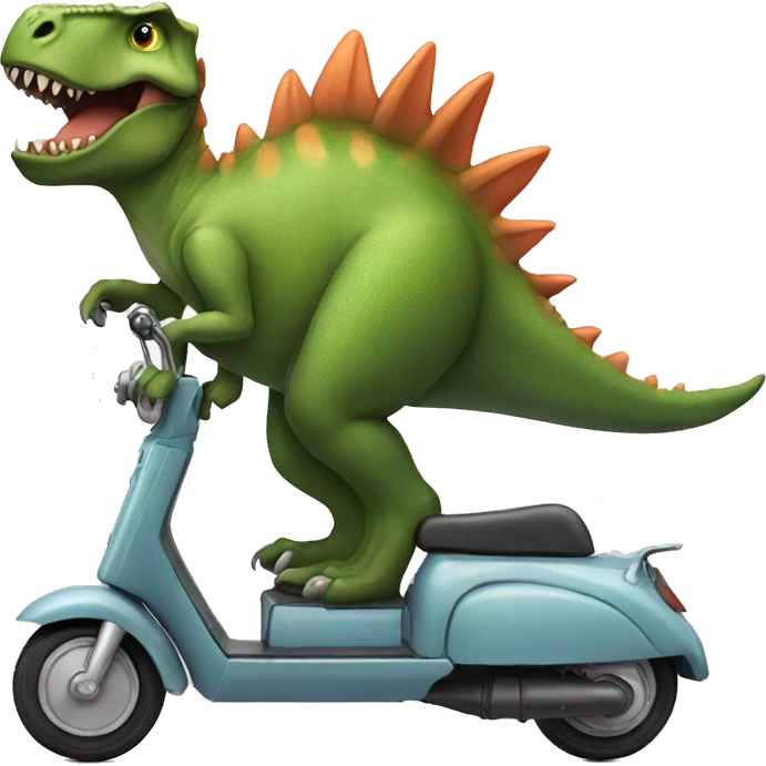Dinosaur riding a scooter emoji
