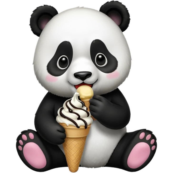 Panda eating ice cream emoji