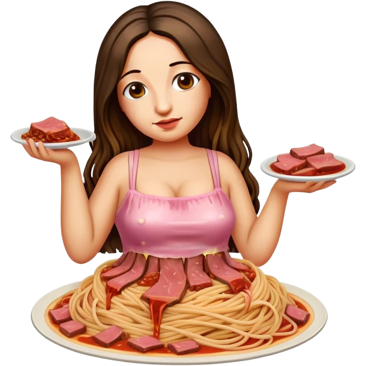  SPAM meat melted pink dripping sauce spaghetti dress monalisa portrait emoji