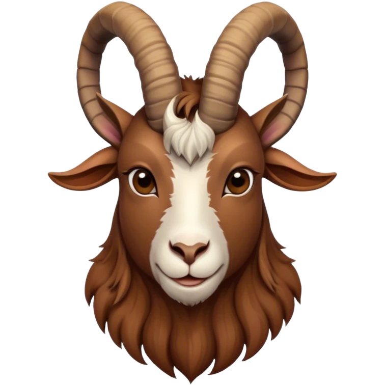 Cinematic Noble Brown Goat Portrait Emoji, Poised and regal, with a sturdy, agile build and a smooth, well-groomed rich brown fur accented by gracefully curved horns, deep-set soulful dark eyes, Simplified yet sharp and sophisticated features, highly detailed, glowing with a warm, dignified glow, high shine, intelligent and spirited, stylized with an air of rustic elegance, focused and attentive, soft glowing outline, capturing the essence of a watchful and confident goat, so majestic it feels as though it could leap out of the screen with effortless authority! emoji