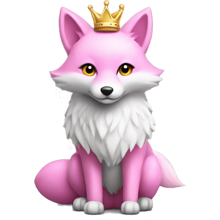 Pink fox with a crown silver  emoji