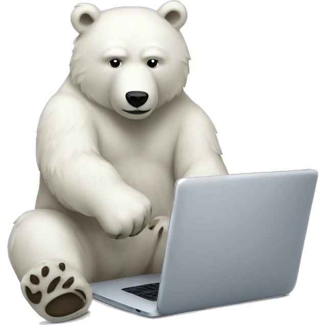 White bear working on a laptop emoji