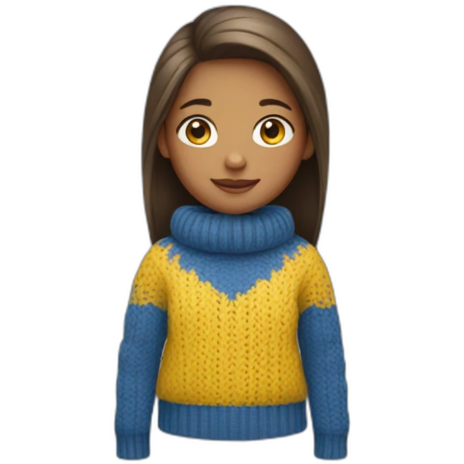 Girl in blue and yellow sweater emoji