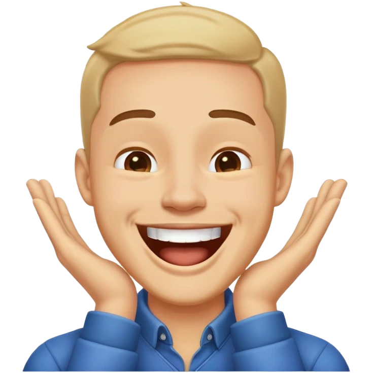Man with hands on his neck laughing emoji