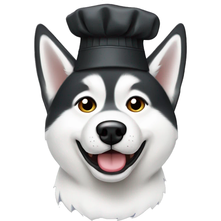Siberian husky with a chef hat  emoji